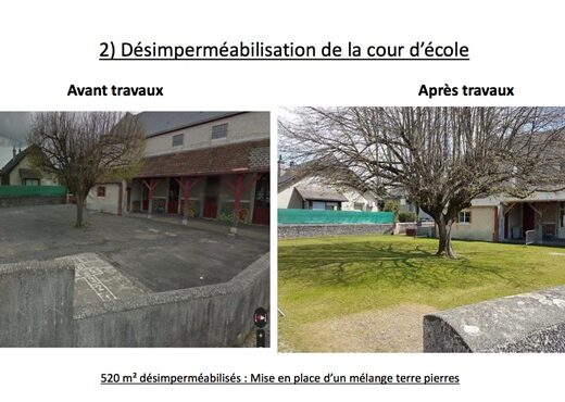 Une cour d’école a bénéficié d’un mélange terre-pierres © AUDAP