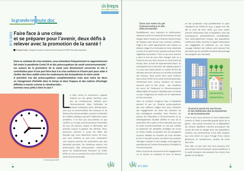 Alimenter la réflexion sur les liens entre la santé et l’environnement © IREPS NA