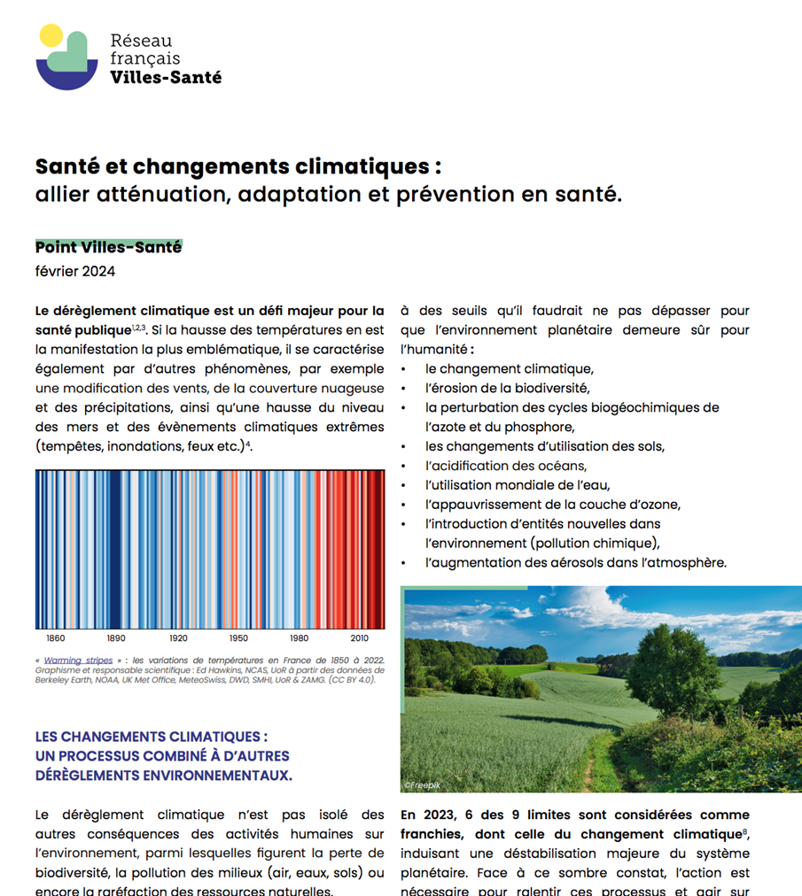 CHANGEMENT CLIMATIQUE ET SANTÉ : LE POINT